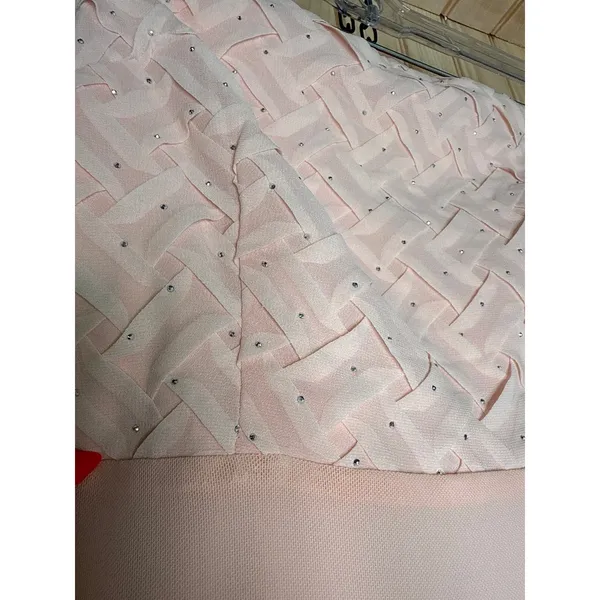 NWT Lulus Stunning Concept Light Pink Mesh Rhinestone Strapless Maxi Dress Sz M - Image 5