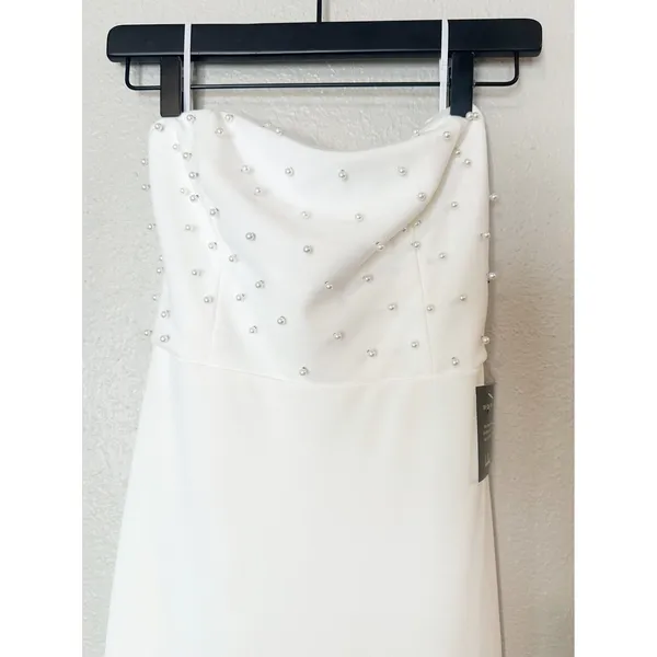 Lulus White Pearl Strapless Maxi Dress Mermaid Gown Bridal Event NWT Size M - Image 3