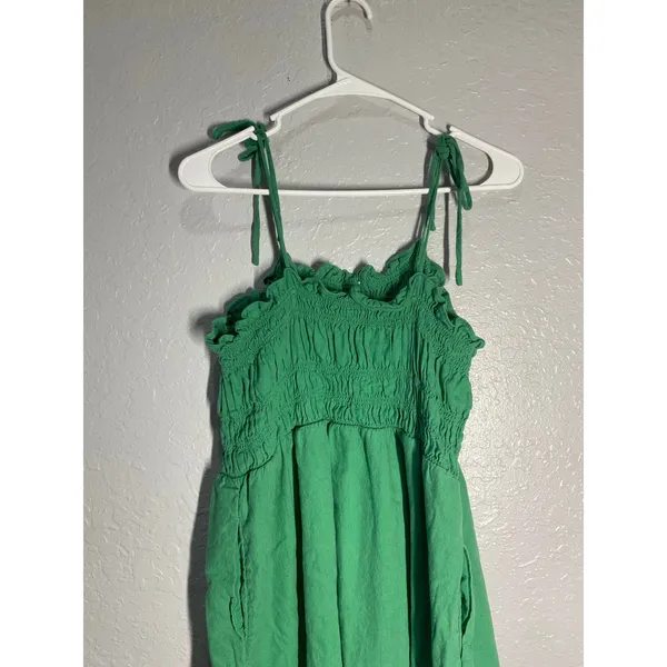 Universal Thread Green Linen Blend Smocked Midi Dress Boho Resort Vacation XL - Image 6