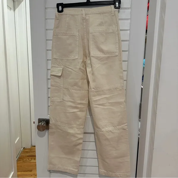 MNG Ecru Cargo Jeans Sz 2 Straight Leg Cream Mango - Image 7