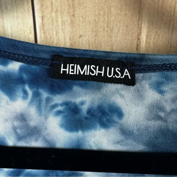 HEIMISH USA Blue Tie-Dye Open Front Duster Cardigan Top - Image 3