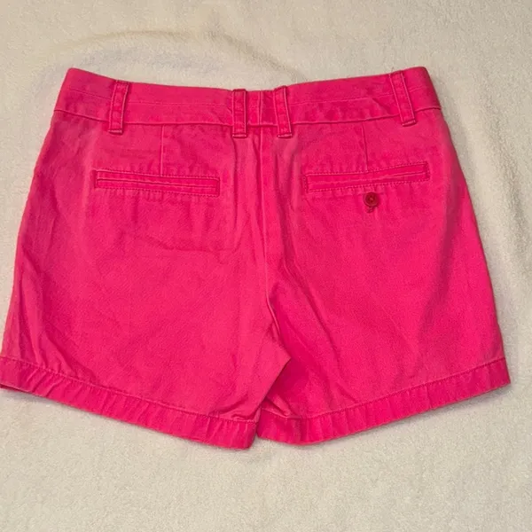 J. Crew Neon Pink Chino Bermuda Shorts Size 4 Broken In Tailored Fit - Image 4