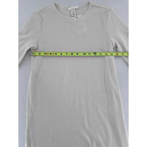 H&M Maternity Mama Long Sleeve Shirt Ribbed Basic Crewneck Minimalist Ivory - Image 6