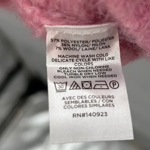 LOFT Pink Cable‎ Open Knit Crew Neck Sweater Womens XL Wool Blend Lightweight - Image 4