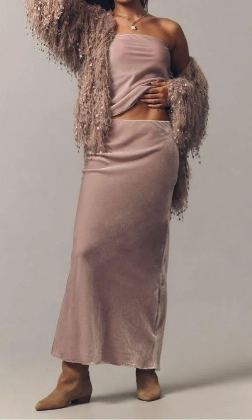 Anthropologie The Tilda Maxi Slip Skirt: Velvet Edition, Size S - Image 6