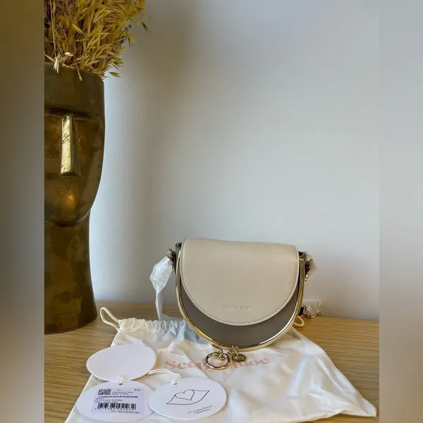 See By Chloe Mara Evening Motty grey Smooth Leather Saddle Bag - Image 4