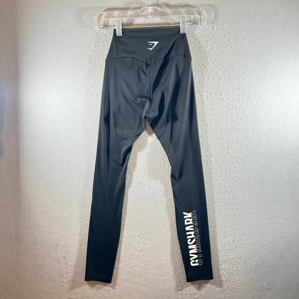 1101 | Gymshark High Waisted‎ Logo Athletic Compression Leggings Black Womens S - Image 2