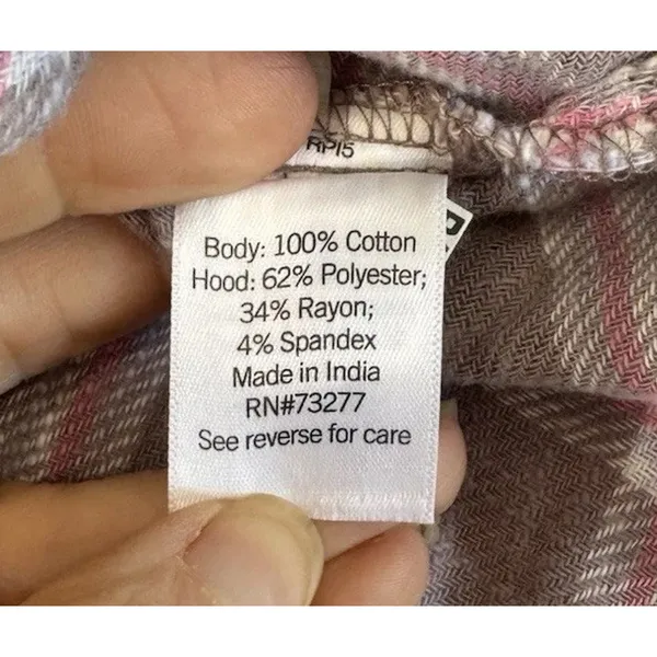 NEW SO Hooded Flannel Shirt Pink Brown Plaid NEW Plus 3X long sleeve button fron - Image 11