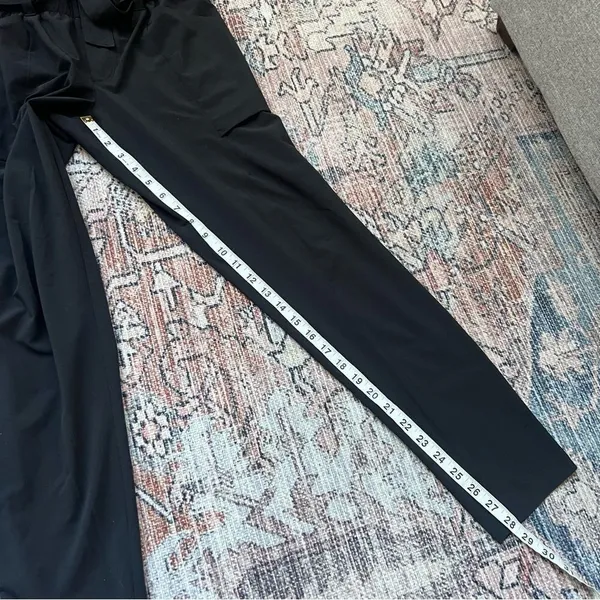 Athleta Skyline Pant II Paperbag Waist Pleated Tapered Black Belted Pants Size 2 - Image 14
