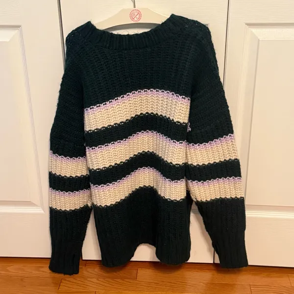 Aerie Offline Bundle Up Striped Rib Chunky Knit Sweater - Image 3