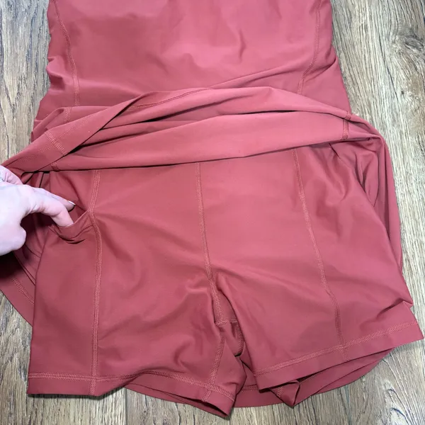 Old Navy Active‎ Powersoft Go-Dry Exercise Dress Rust Red Built-in Shorts Medium - Image 5
