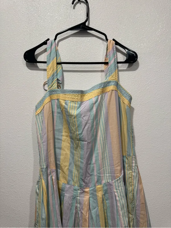 Free People Primavera Stripe Cotton Midi Dress Pastel Combo M - Image 4