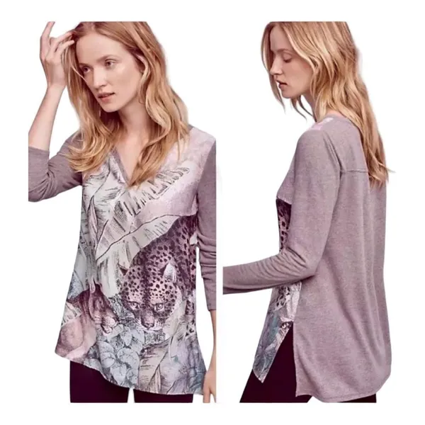 Anthropologie Akemi + Kin Fauna Leopard Jungle Print Henley Top - Image 2