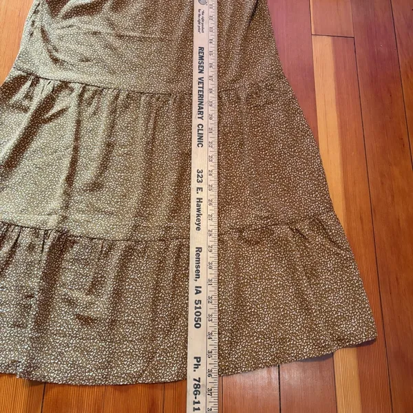 Ruffle Sleeve Tiered Midi Long Short Sleeve Alredine Dress NWOT Casual‎ Brown XS - Image 8