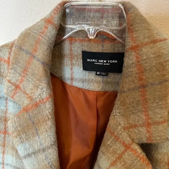 Marc New York Plaid Double Breasted Wool Blend‎ Coat Women Size M - Image 2
