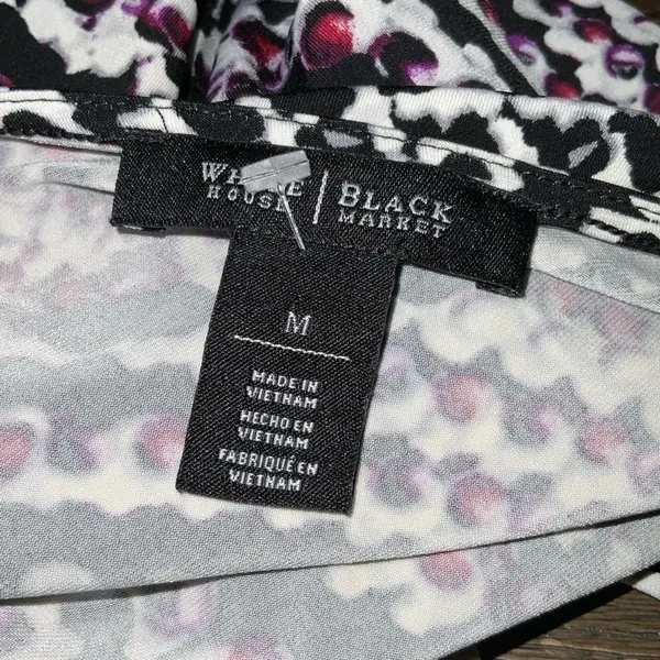 White House Black Market Purple & Black 3/4 Sleeve Drape Neck Stretchy Tunic M - Image 9