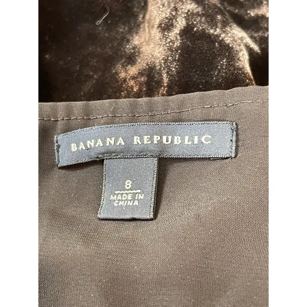 Banana Republic 8 Brown Velvet Babydoll Cami Top Smocked Y2K Silk Blend - Image 8
