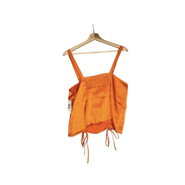 NEW Open Edit Crop Women Sz S Orange Ruched Adjustable Wide Strap y2k 90s Spring - Image 3