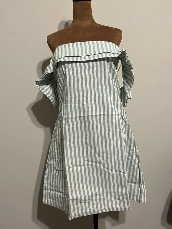 Lulus Seaside Skipper Blue Striped Off-the-Shoulder Mini Dress - Image 4