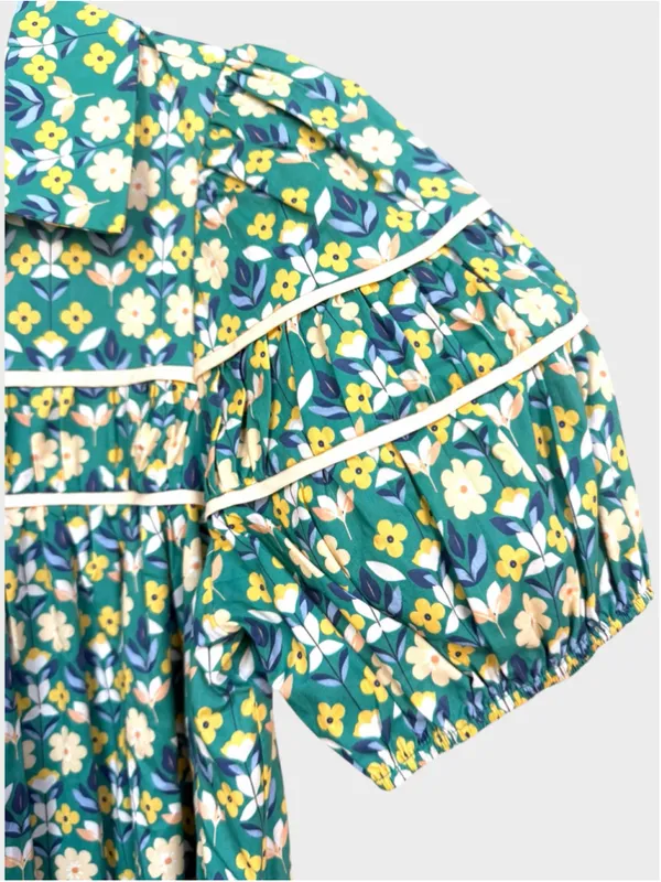 Entro Garden Floral Print Mini Dress in Green Size S - Image 4