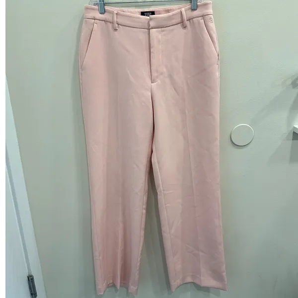 Scotch & Soda Pastel Cadillac Pink Edie Tailored Wide Leg Crepe Trousers Large‎ - Image 2