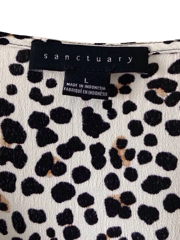 Sanctuary Black & White Leopard-Spot V-Neck Cap Sleeve Top - Image 2