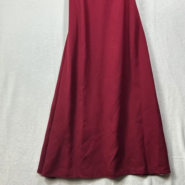 Alfred Angelo Burgundy Satin Open‎ Back Bow Maxi Dress Gown Prom Juniors 5/6 - Image 5