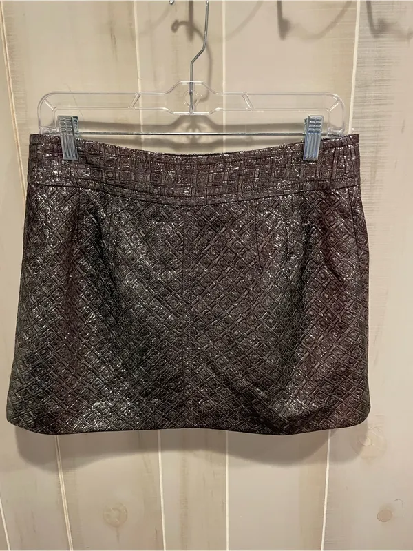 Cute metallic chunky button micro mini wrap skirt Express textured dance club - Image 3