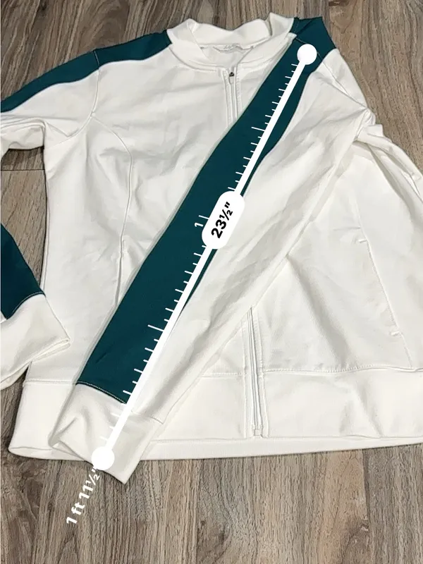 Lady Hanger Tennis Jacket White Green Lightweight Athletic Zip Up. - Image 12