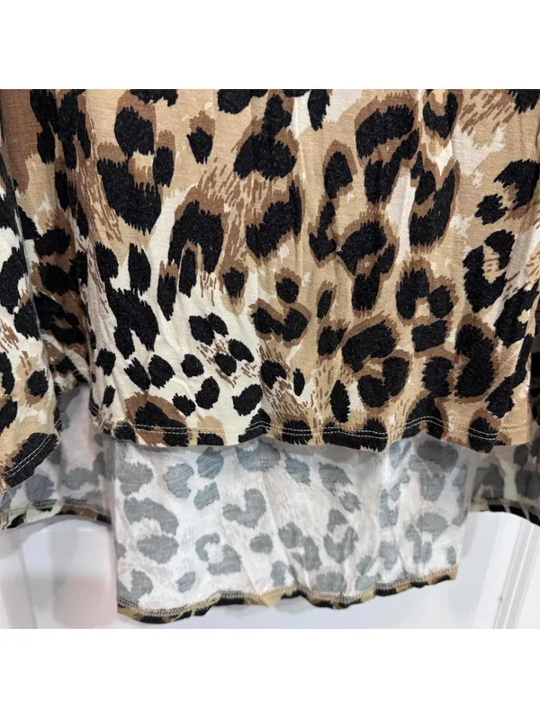 24/7 Maurices Leopard Print Striped Color Block High Low Tee Plus Size 3X - Image 5