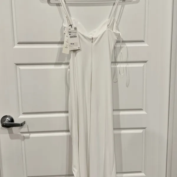 Zara White Ruched Midi Dress – Size XS – NWT - Image 7