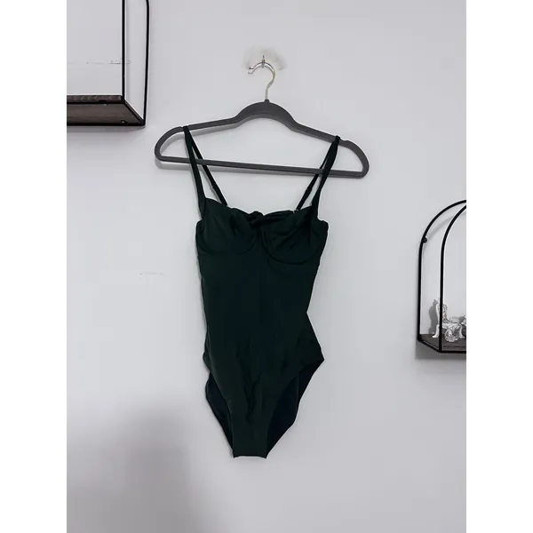 Net Quince Palm Green Italian Underwire One-Piece Swimsuit Size Small - Image 3