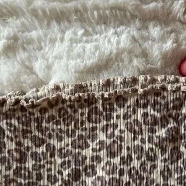American Eagle Outfitters Soft & Sexy Rib Cheetah Print Ruffled trim Top - Image 2