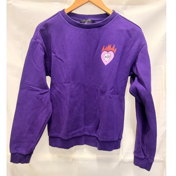 Armani Exchange‎ Purple Heart Logo Sweatshirt Small Lounge Cozy Warm Winter Fall - Image 5