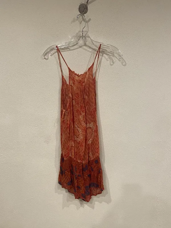 Free People Top Womens Large Orange Floral Slip Strappy Tassel Boho - Image 4