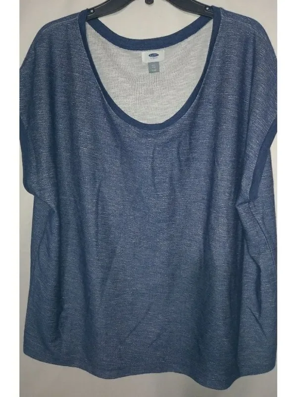 Old Navy XXL Denim Look Stretch Capped Sleeve Top Plus - Image 2