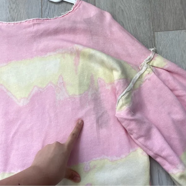 Free People Sweatshirt tie dye feels right womens Pink Yellow (small) hippie - Image 5
