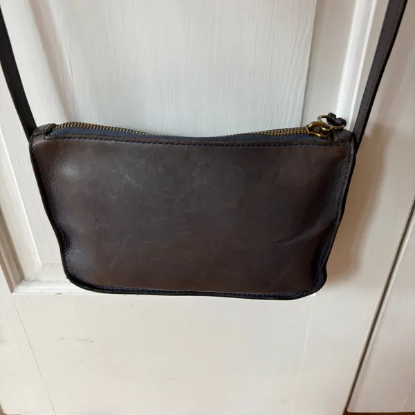 Madewell The Simple Crossbody Leather Bag Small Rectangle Purse Distressed Blue‎ - Image 12