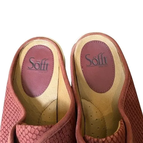 Sofft Beekon Sneaker Mule Rustic Red Snake Embossed Leather Comfort Womens 10M - Image 5