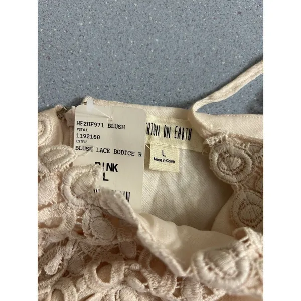 Pink Crochet Slip Dress Women’s Large Asymmetrical Flowy Boho Concert Festival - Image 3