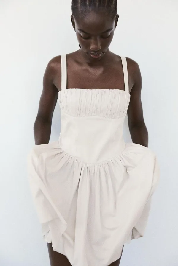 Zara Elegant Cream Mini Dress - Image 4