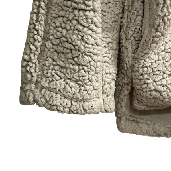 Elodie Women's Gray Sherpa Fleece 1/4 Zip Pullover‎ Jacket L - Image 6