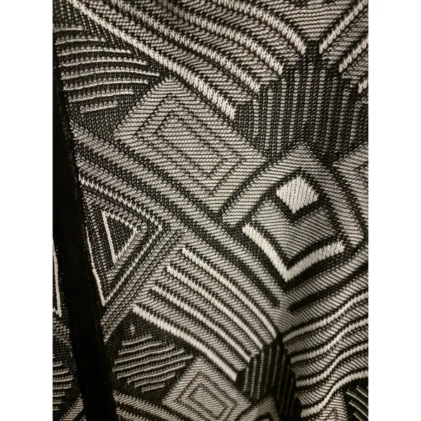 Renuar Womens XL Geometric Open Front Cardigan Black White Handkerchief Hem Knit - Image 5