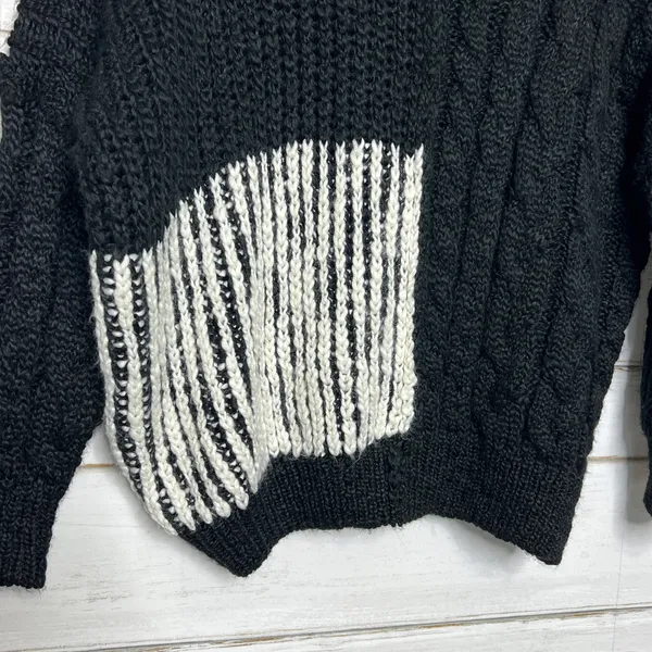 POL Black Chunky Knit Sweater Size Small Wool Blend Oversized Pullover - Image 4