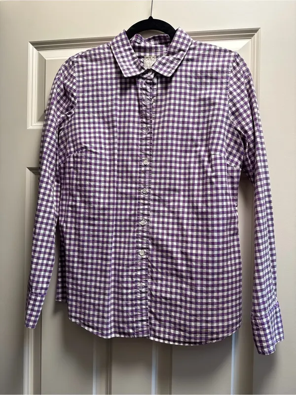 JCREW Women’s Purple Gingham Button-Down Shirt - Image 3