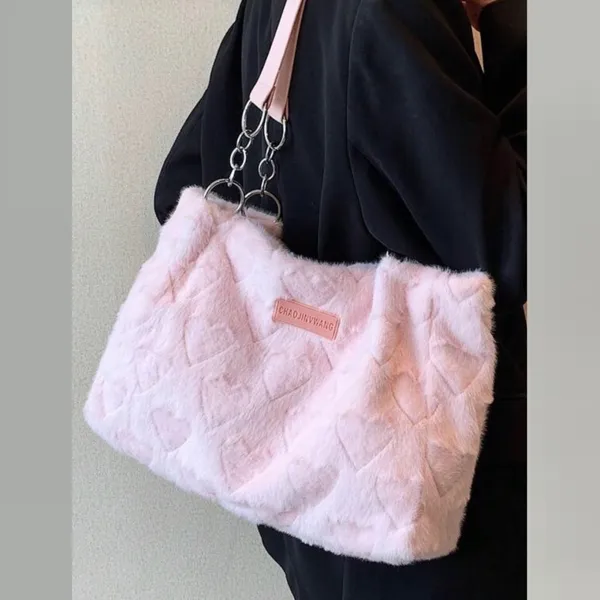 Pink faux fur bag - Image 2