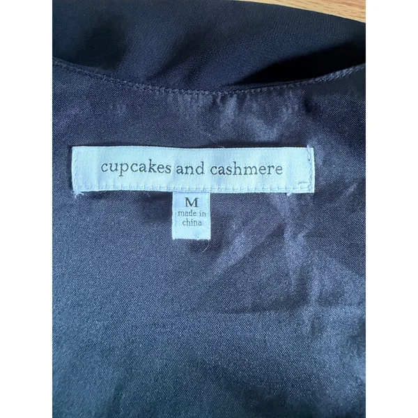Cupcakes and Cashmere Black Tiered Ruffle Cami Flutter Strap Top Size‎ Medium - Image 4