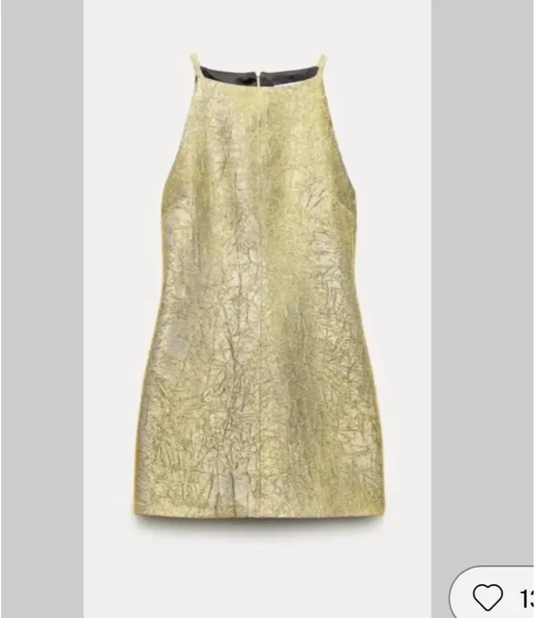 Zara Metallic Gold Mini Dress - Image 3
