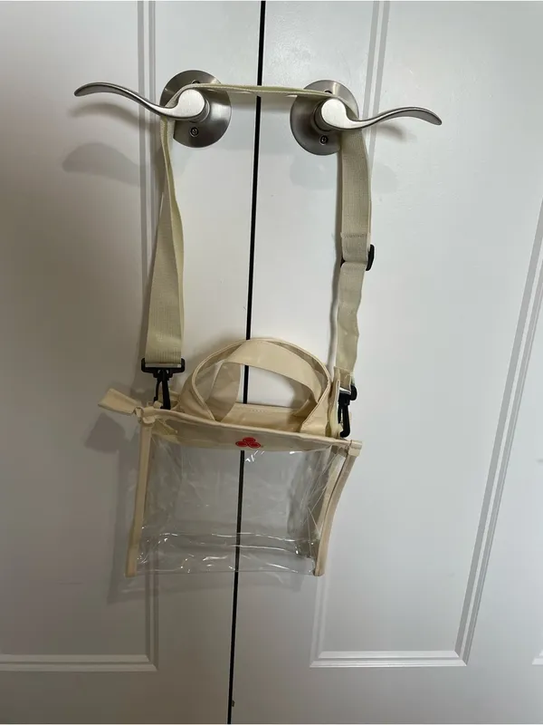 Cream Clear Stadium Crossbody Bag with Top Handle State Farm logo NWOT - Image 9