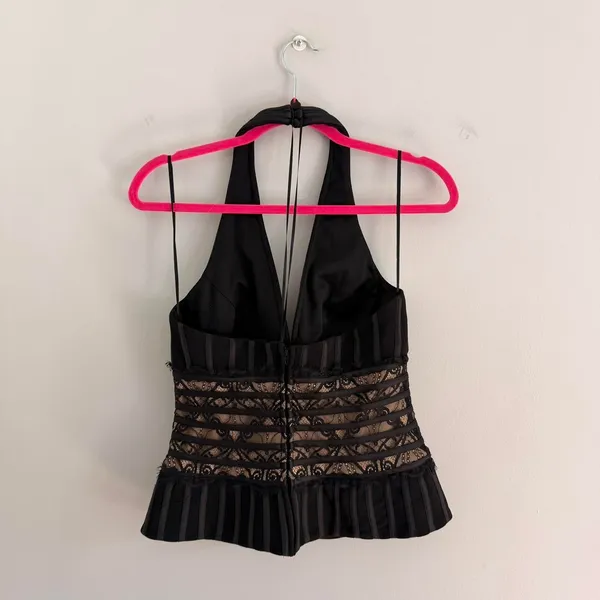 Y2K BLACK CACHE LACE OVERLAY HALTER NECK TOP - Image 6